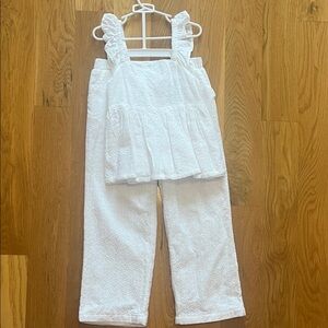 White Ruffled Top and Pants Set